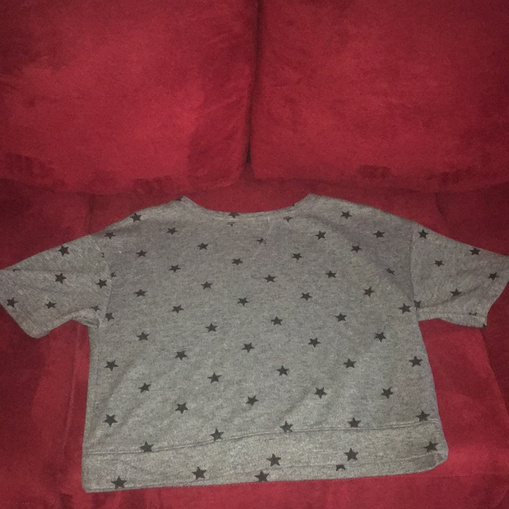 Grey Crop Shirt- Black Stars